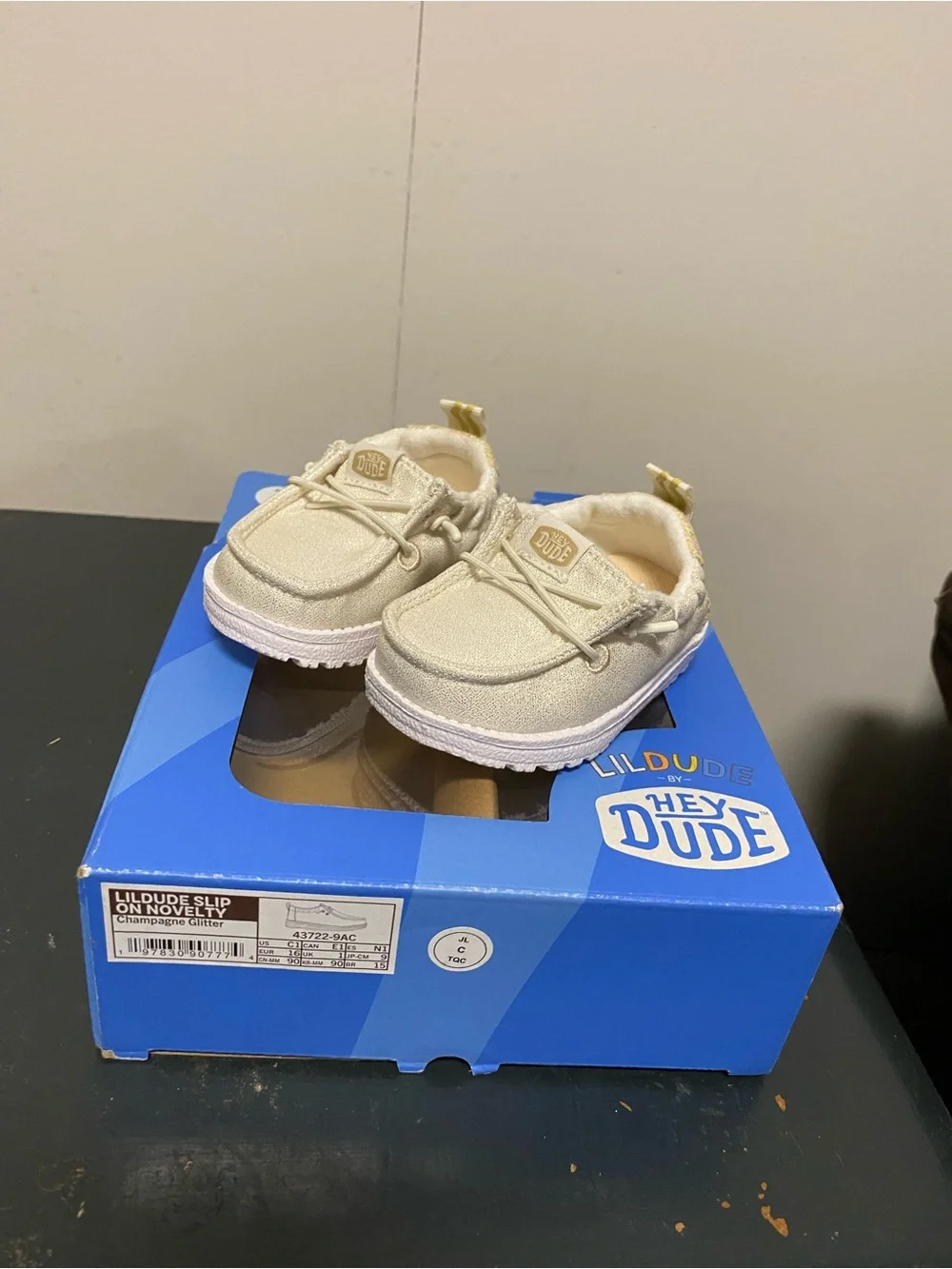 Hey Dude Lil Dude Metallic Cream Slip-On Baby Shoes